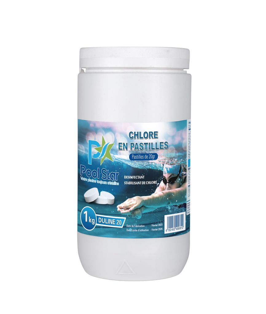 [DULINE PRO-20-1] CHLORE STABILISE EN PASTILLES DE 20GR POOLSTAR DULINE PRO-20 (1KG)